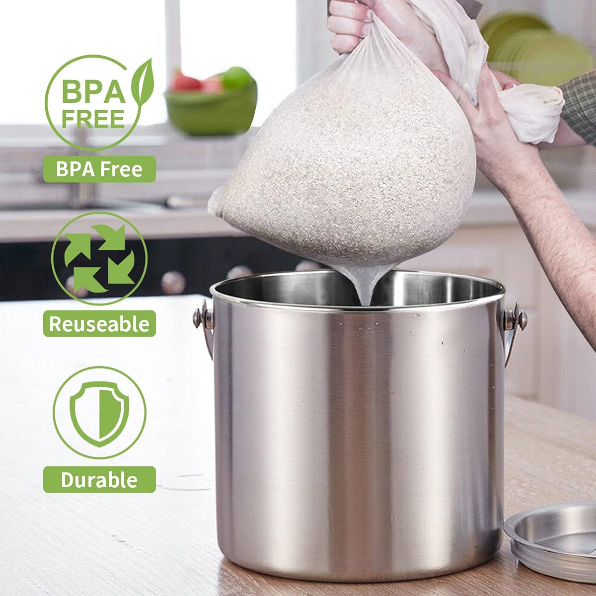Brew Bags, 2pcs Brew In A Bag, Reusable Wine Straining Bag for Homebrewing, Fine Mesh Bag for Boiling, Durable Mesh Strainer Bag, 22×26 & 16x18