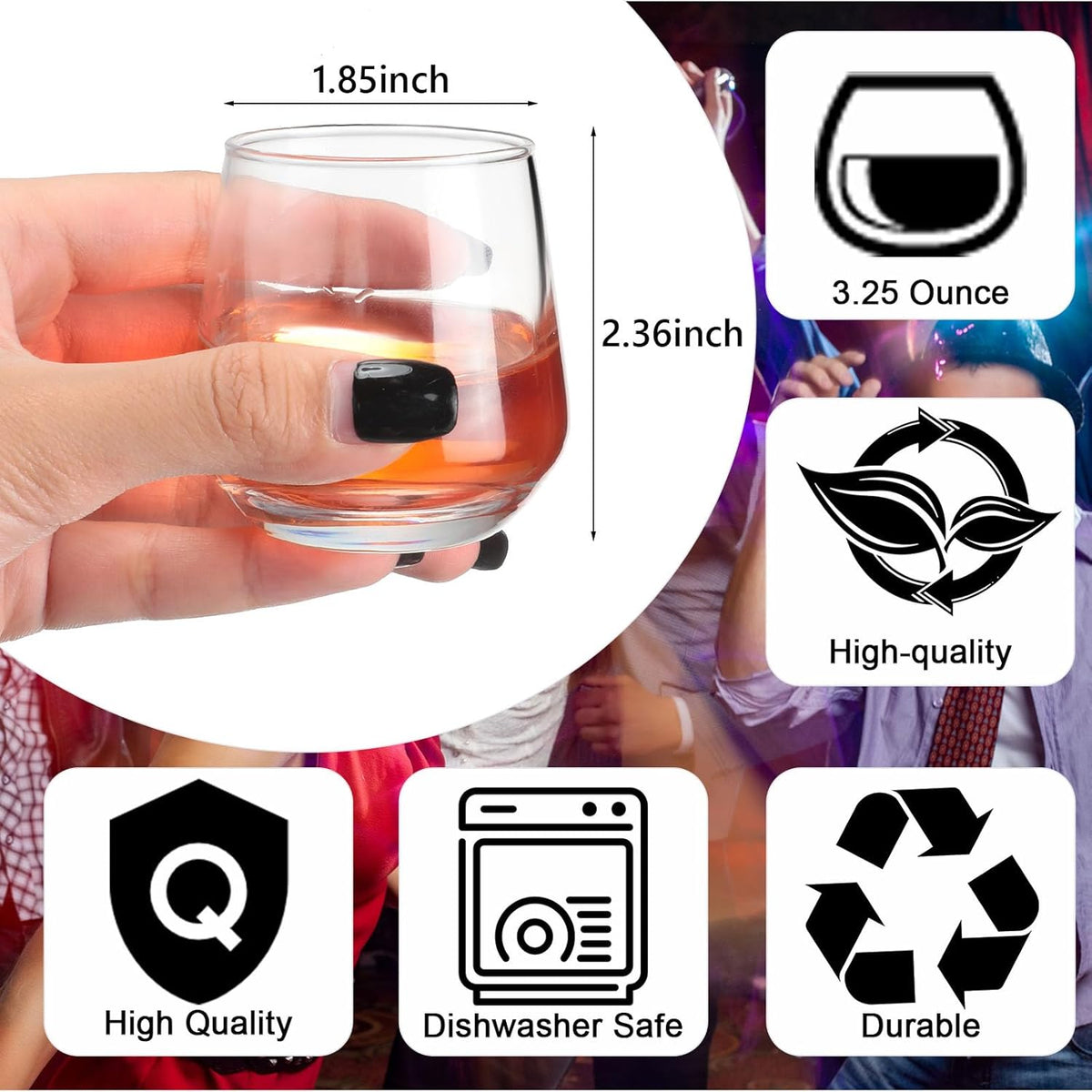 Zopeal 48 Pack Shot Glasses 3.25 oz Tequila Whiskey Tasting Glass Cups Small Liquor and Spirit Bar Shooter for Drinking Tasting Espresso Beer Juice