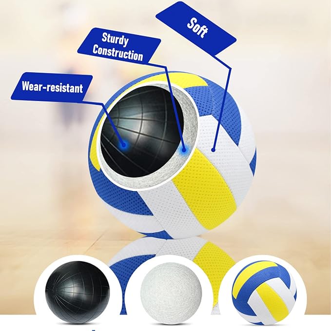6 Pack Official Size 5 Volleyball Balls Volley Ball of Synthetic Leather,Includes Ball Pump and Net Bag,Competition Volleyball for Indoor Outdoor…