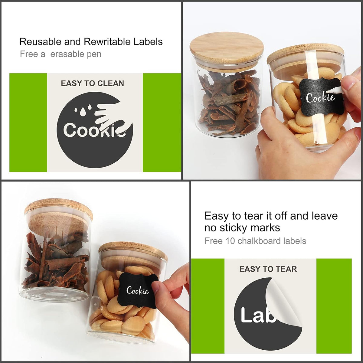 Glass Food Storage Containers Jars with Airtight Bamboo Lid 12 oz 9 pcs, 340 ml Pantry Organization Jar, Glass Terrarium with Lid, Spice, Flour and Sugar Container, Canister Set for Kitchen Counter