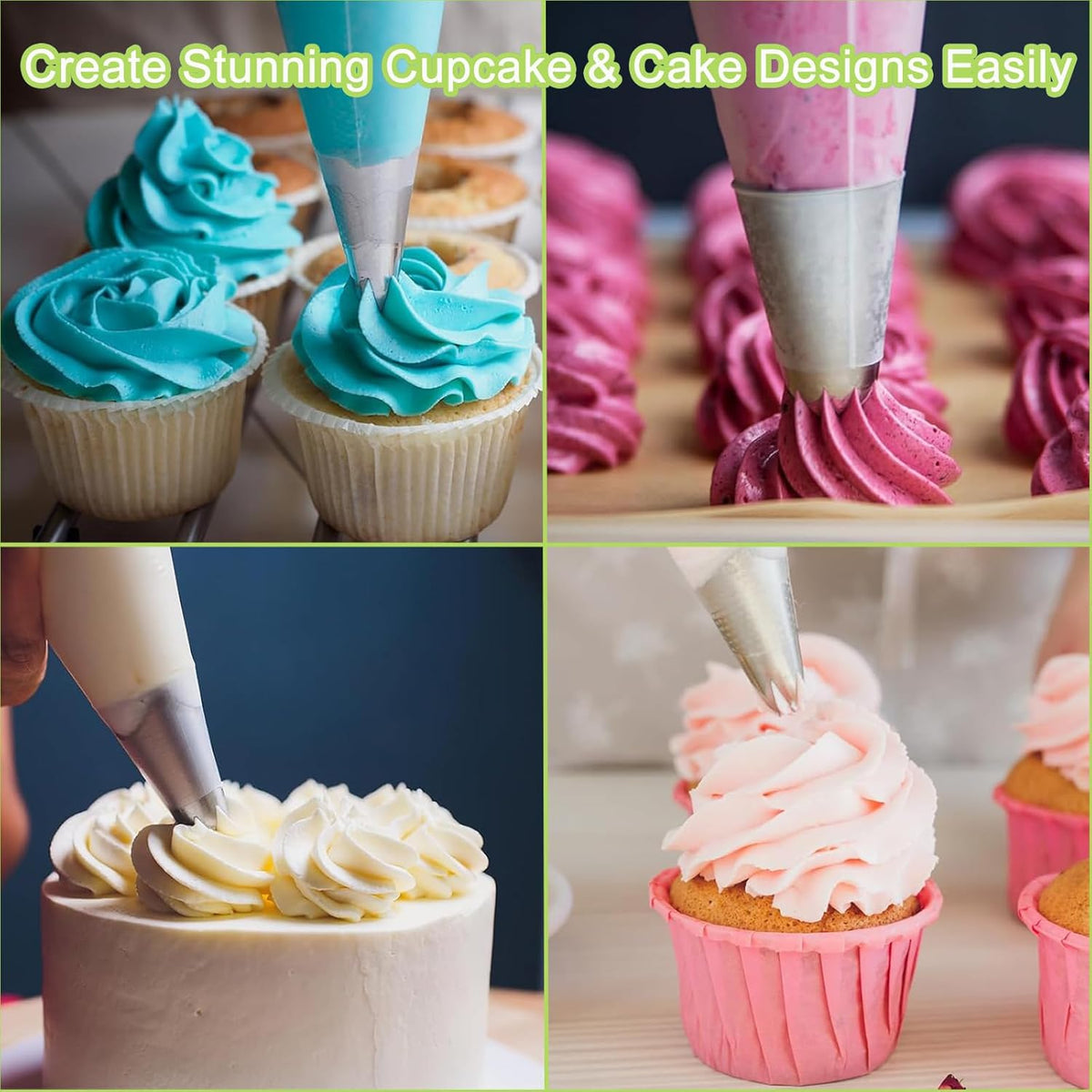 32-Piece Russian Piping Tips Set, Cake Decorating Kit with 17 Frosting Nozzles, Reusable Piping Bags, and Baking Supplies for Cupcakes, Cookies, Cakes - Idael for Bakers & Beginners