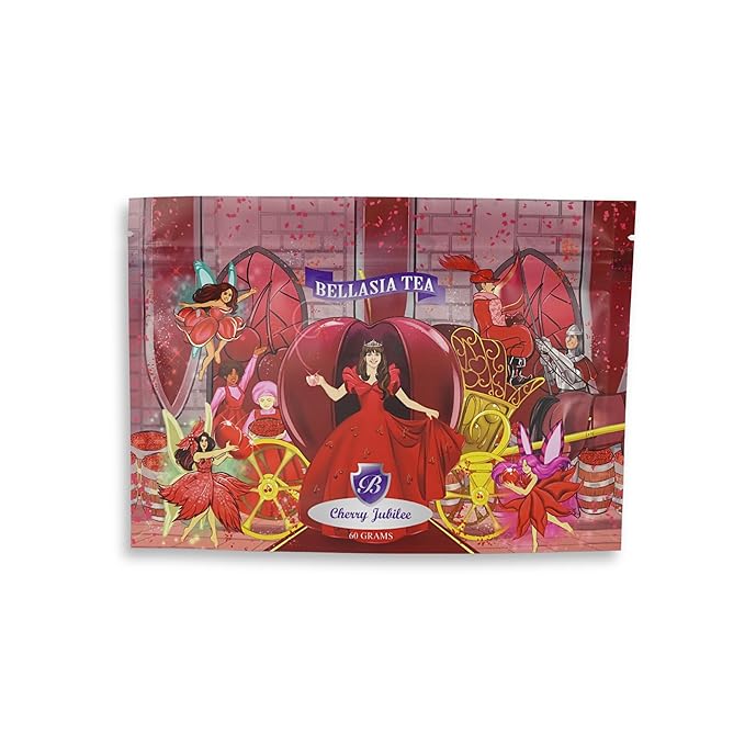 Bellasia Tea Cherry Jubilee for Kids Using Real Fruit Pieces - Caffeine Free Herbal Tea with Real Ingredients & Balanced Flavor- Add Loose Leaf Tea to Your Child’s Routine for A Fun & Tasty Drink. 20-25 Cups