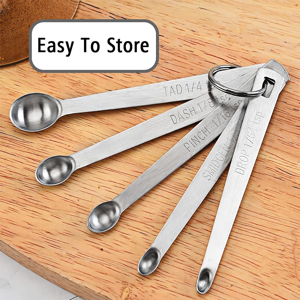 5PCS 1/32 Teaspoon(1/32tsp, 0.16ml, Smidgen) Single Tiny Measuring Spoon, Small Individual Stainless Steel Measure Spoons Only