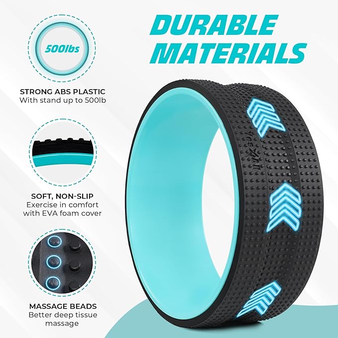 Yes4All Yoga Wheel Roller, 500 lb Capacity Back Cracker Roller, Yoga Roller for Back Ease & Spinal Support, Target Pressure Points for Comfort HIPS & Neck, Available in 6”/10”/12” Sizes