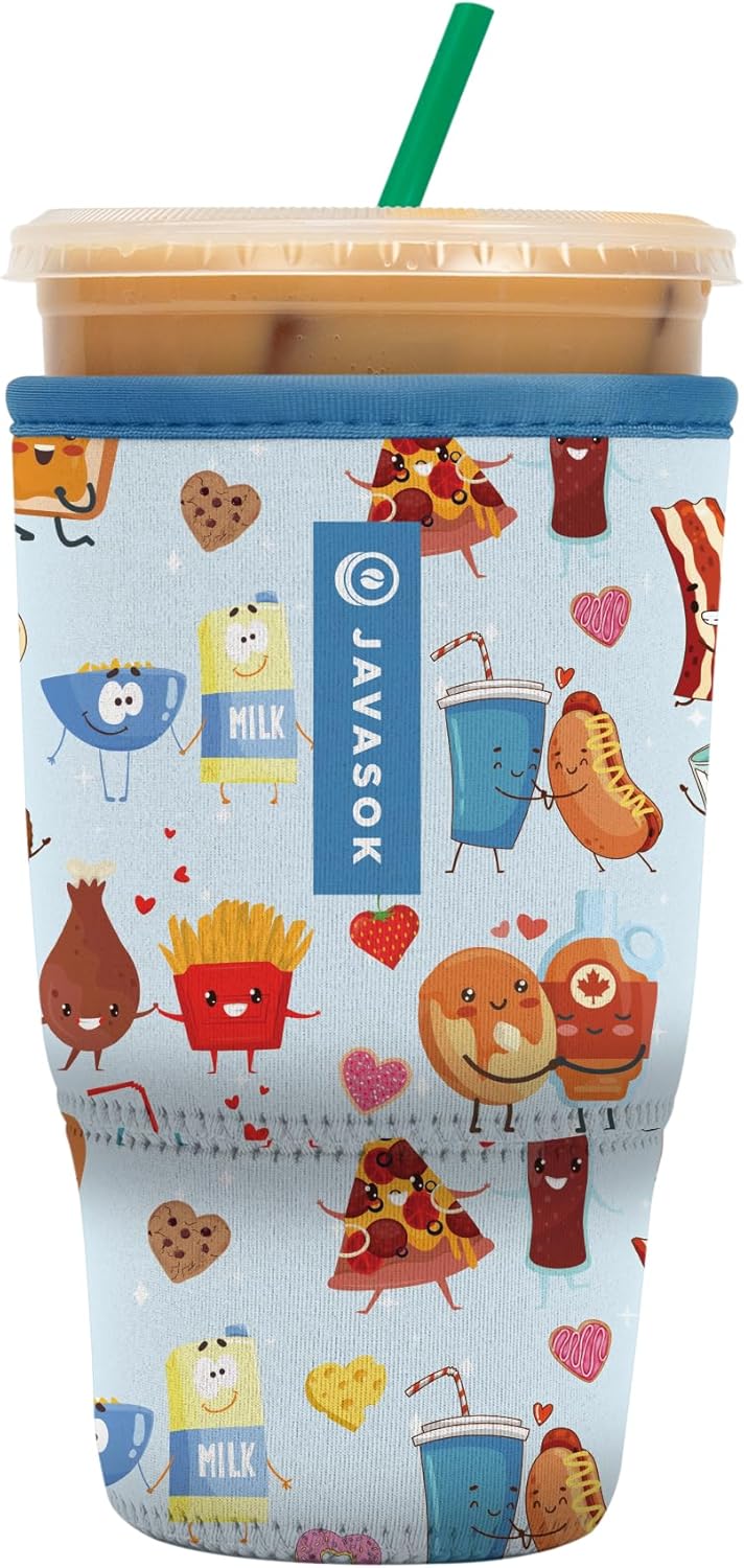 Sok It JavaSok Iced Coffee & Cold Soda Insulated Neoprene Cup Sleeve (Bestie Bites, Large: 30-32oz)