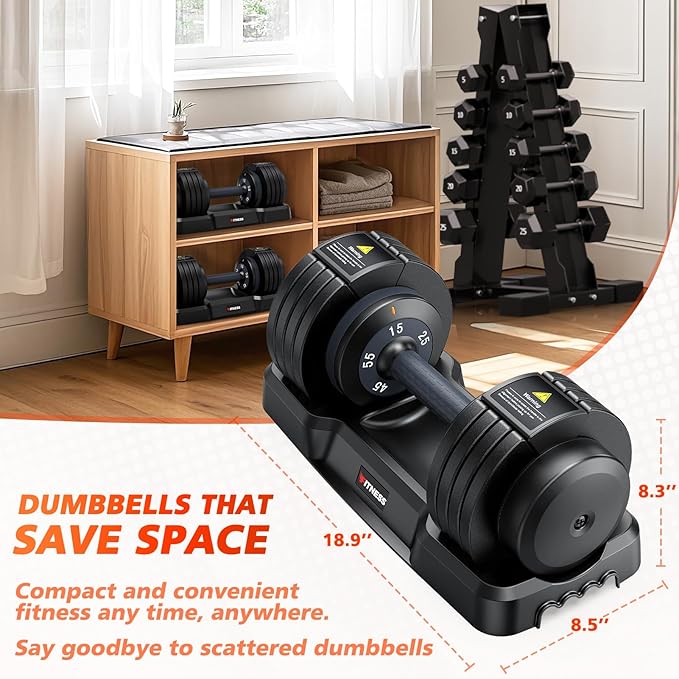 Adjustable Dumbbells Set of 2, 1 Hand Adjustable Weights Dumbbells Set, 5 in 1/10 in 1 Free Dumbbell with Anti-Slip Texture Handle, 25/55/80lb Pair Weight Set For Home Gym Suit both Men and Women