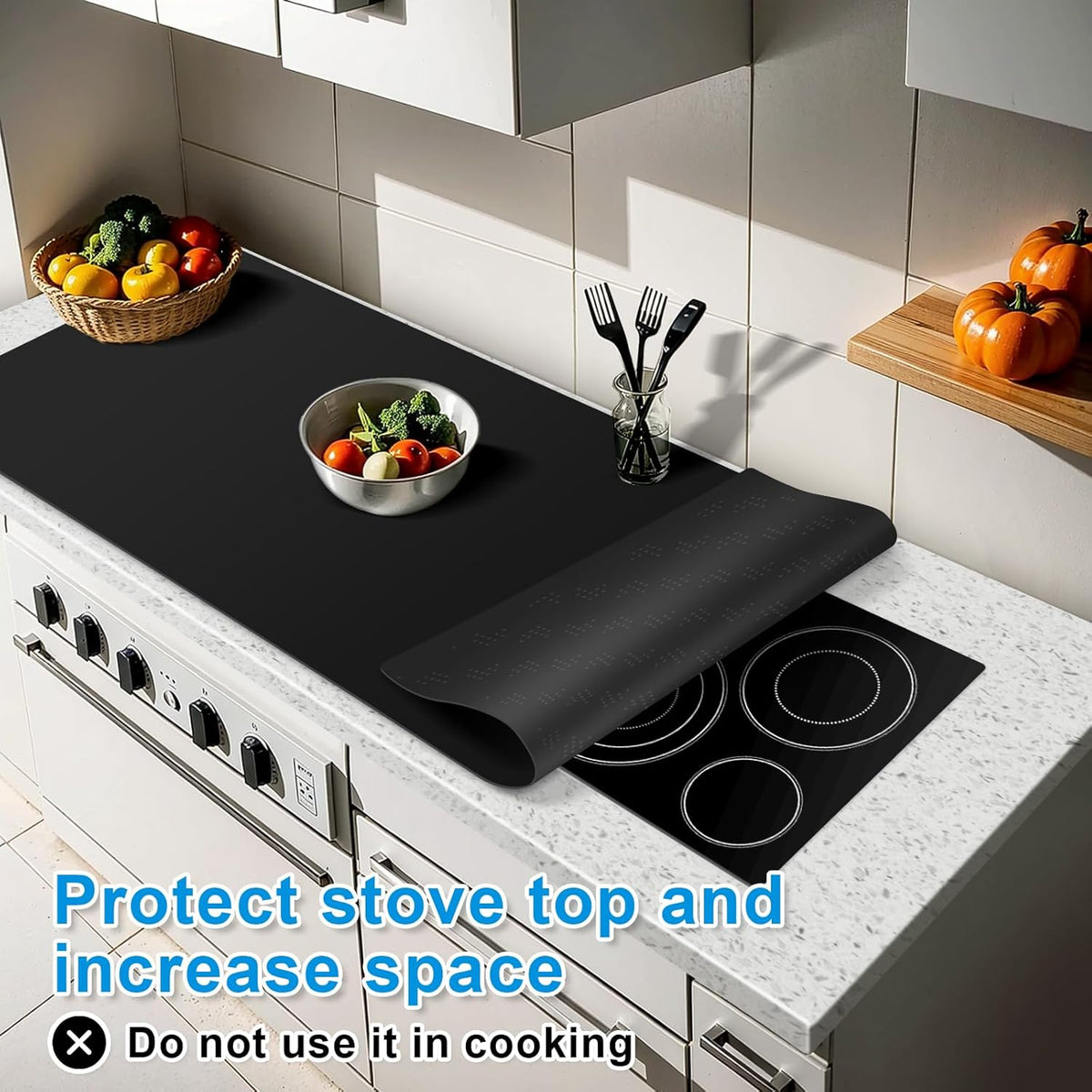 AECHY Silicone Mats for Kitchen Counter 47"x23.6"x0.08”, Largest Heat Resistant Mat Shipped Rolled Up Kitchen Island Silicone Countertop Protector Mat Nonslip Extra Large Counter Mat, Black