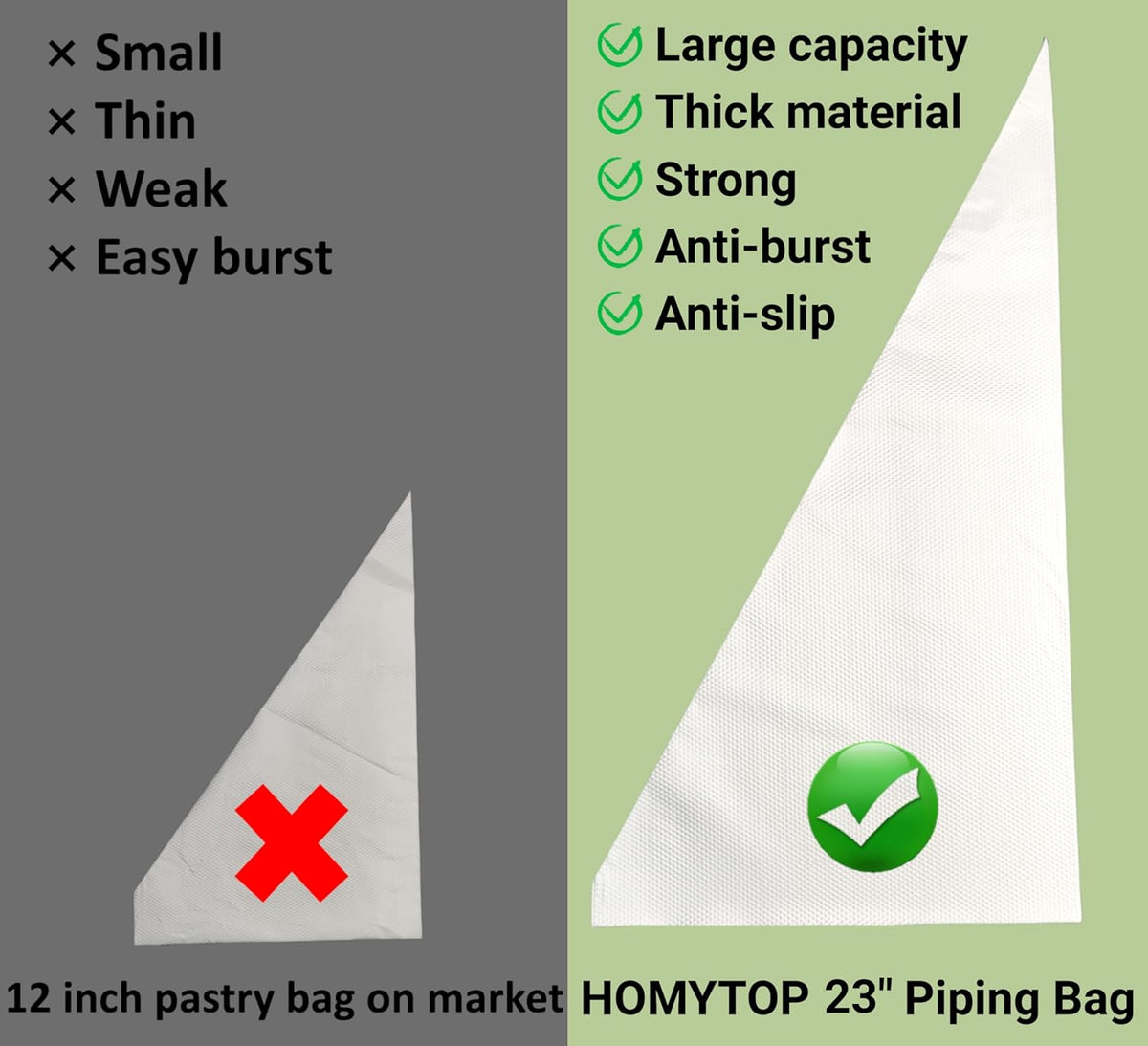XXL 23 Inch Extra Large Piping Bags 200 Pack - Disposable Pastry Bags - Thick Anti-Burst Pastry Icing Frosting Piping Bags For Decorating Cupcakes Cakes Cookies (Large 23 Inch-200 Pack)
