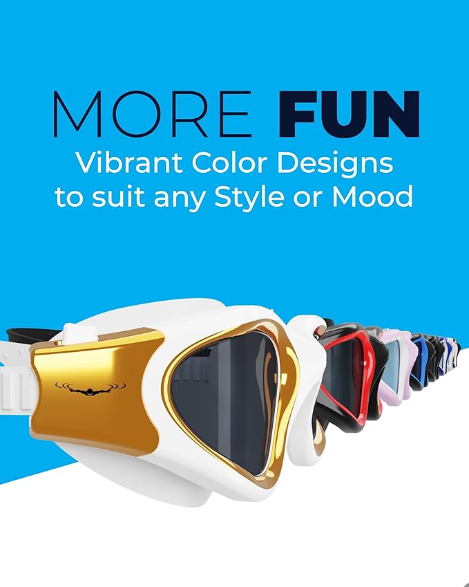 AqtivAqua Swimming Goggles, DX Wide View Swim Goggles for Adult Men Women, Anti Fog No Leaking