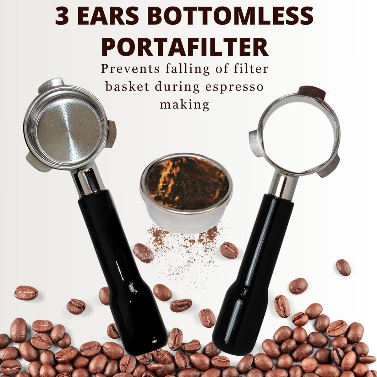 Espresso Portafilter 54mm Bottomless - Compatible with Breville Duo-temp, Infuser, Bambino, Barista Express, Barista Touch, and Barista Pro Espresso - Stainless Steel Filter Basked Included