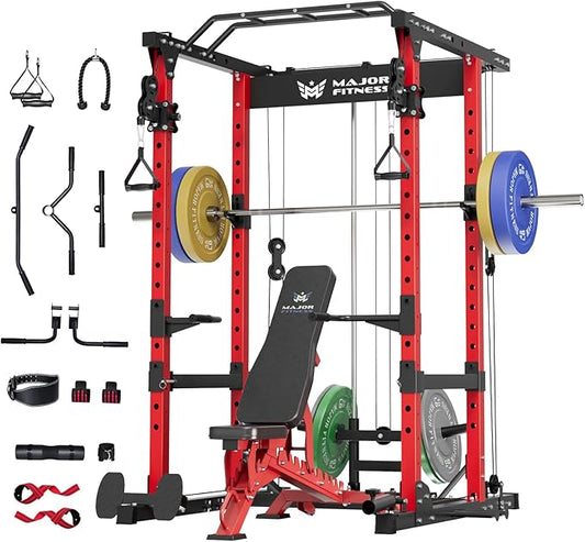 MAJOR FITNESS Drone1 Power Cage - Multi-Function Power Rack for Home Gym, Squat Rack, Cable Crossover System, for Strength Training, Heavy-Duty Steel Construction