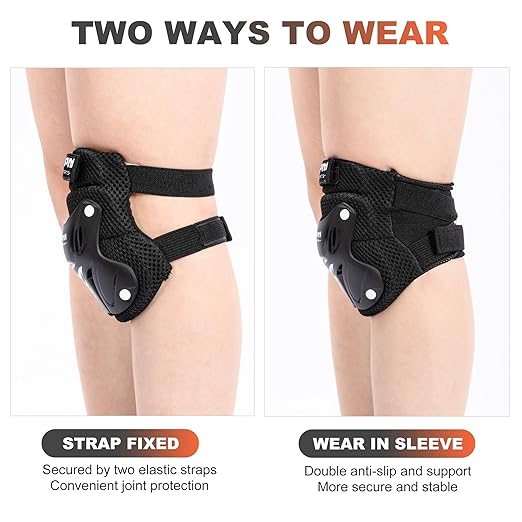 2PM SPORTS Knee Pads for Kids, Wrist Guards Knee and Elbow Pads Set with Drawstring Bag, Protective Gear Set for Girls Boys Roller Skating Cycling Skateboard - Black Small