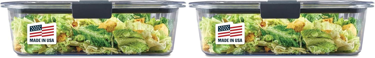 Rubbermaid Brilliance Food Storage Container, Large, 9.6 Cup, Clear 2024351 (Pack of 2)