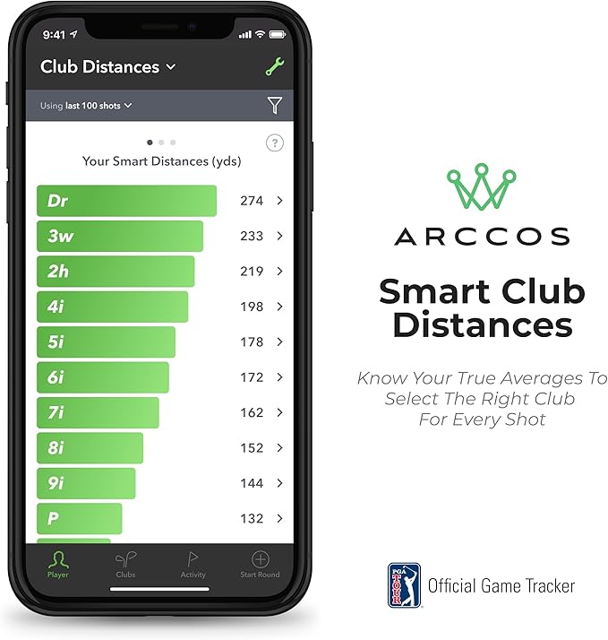 Arccos Smart Sensors: Automatic Golf Game Tracking System, A.I. Powered GPS Rangefinder & Smart Club Distances