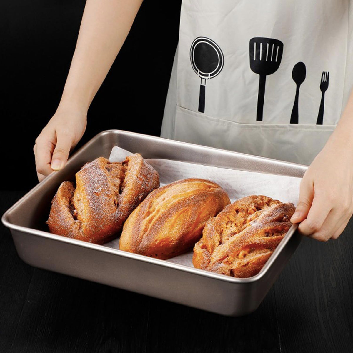 3 Pack Baking Sheet Pans, Deep Size Baking Pan Nonstick Cookie Sheet Brownie Cake Pan Bread Pan Toaster Oven Tray Bakeware (8.6 x 6.6 x 1.7'',11 x 9 x 2",12.7 x 10.6 x 2.4'')