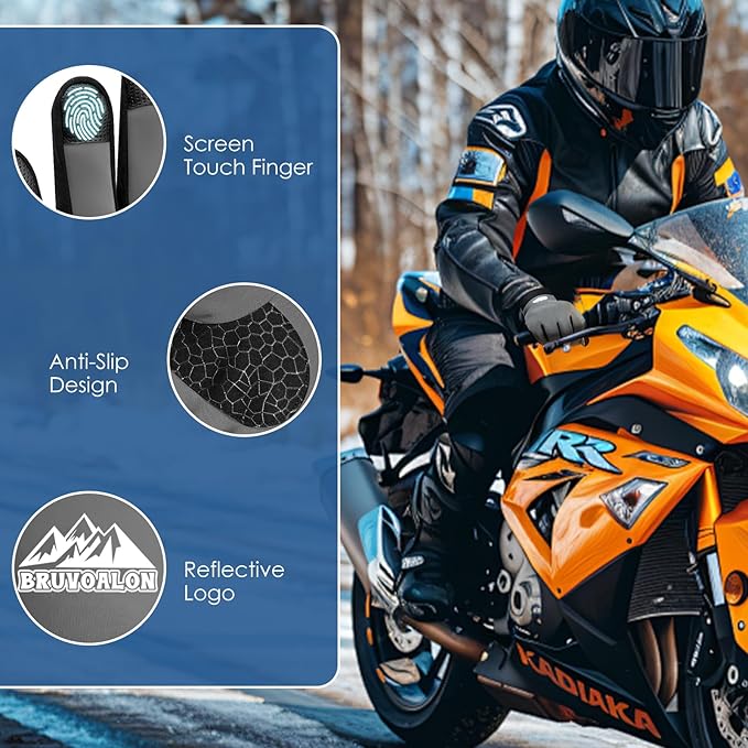 Bruvoalon Winter Gloves for Women & Men, 3M Thermal Insulation, Lycra Fabric, Windproof, Touchscreen, Anti-Slip, Cold Weather