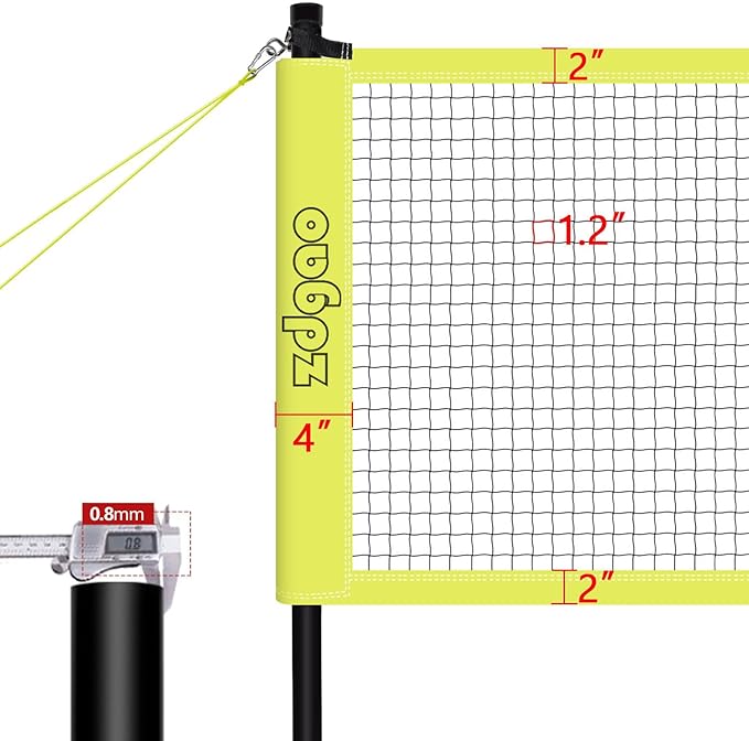 Badminton & Volleyball Combo Set- 32FT Adjustable Professional Volleyball Net for Lawn, Backyard, Easy Set up Volley ball Set with Volley ball,Badminton Racquets,Carry Bag,Boundary Line for Family Fun