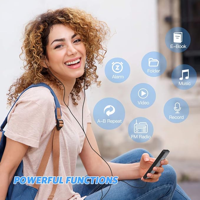 AGPTEK A02PL 64GB MP3 Player, 70 Hours Playback Lossless Sound Music Player, Supports up to 128GB(Black)