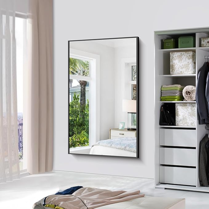 Bathroom Mirror,60x36 inch Large Wall Mirror for Bathroom Wall Mounted Black Rectangle Mirrors,Black Bathroom Mirror for Living Room,Farmhouse,Bedroom Entryway,Horizontal/Vertical