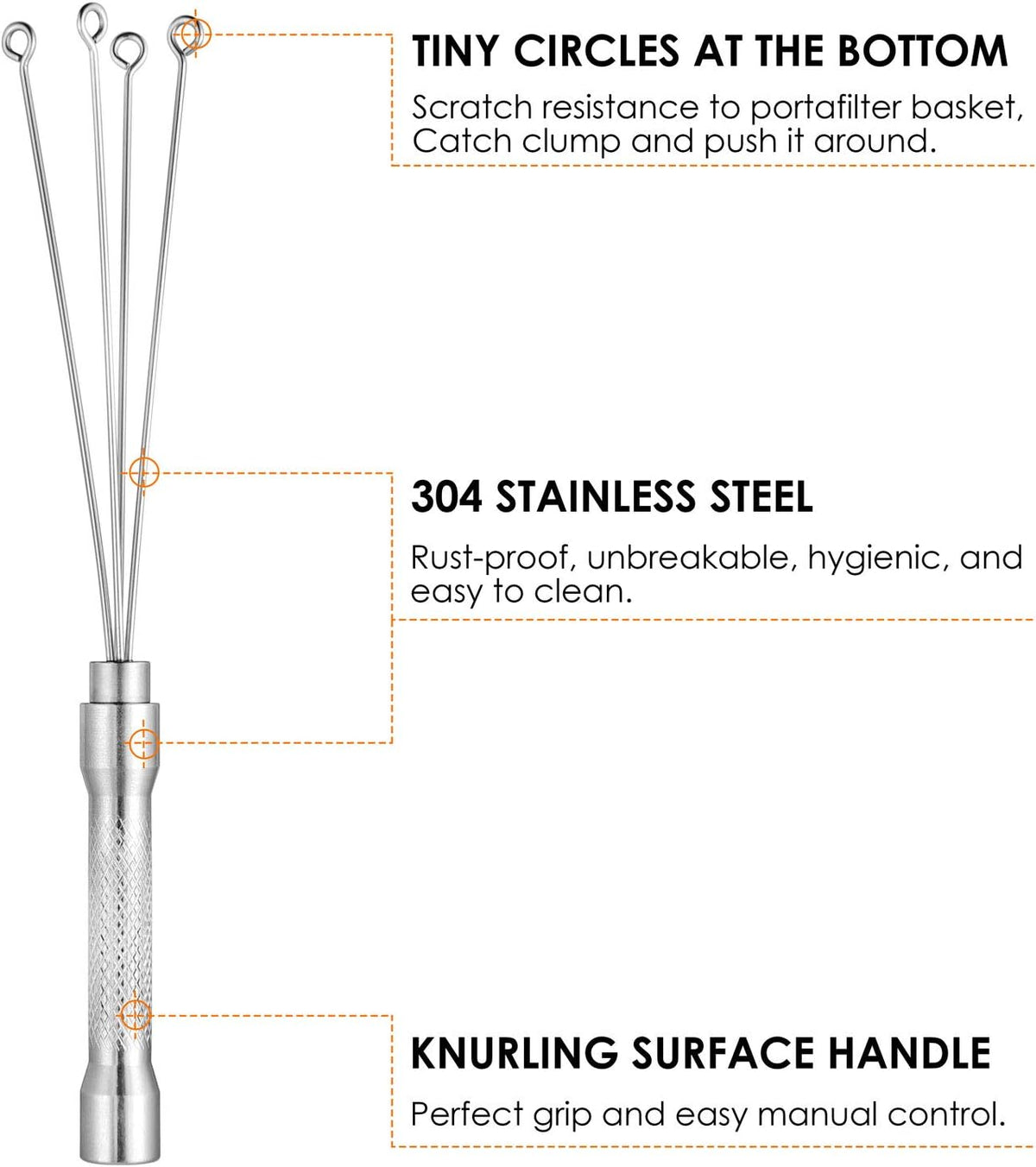 Espresso Coffee Stirrer, MATOW Stainless Steel Mini Whisk for Espresso Stirring Distribution – Professional Coffee Powder Stirring Tool