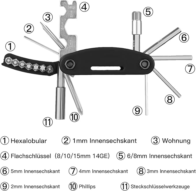 Bicycle Tire Repair Tool Kit with Stainless Steel Tools, Portable Bike Tire Patch Repair Set for Mountain/Road Bikes