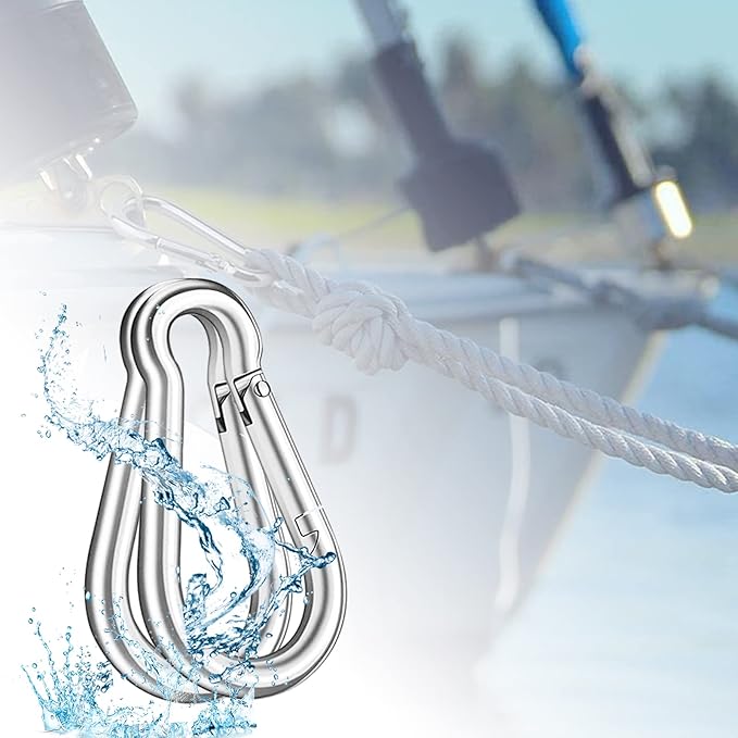 200PCS 2" Spring Snap Hook Carabiners, 3/16" Heavy Duty Galvanized Steel Carabiner Clips, 220lbs Capacity M5 Spring Clips Keychain for Hammock Swing,Dog Leashes, Water Bottle and Outdoor Activities