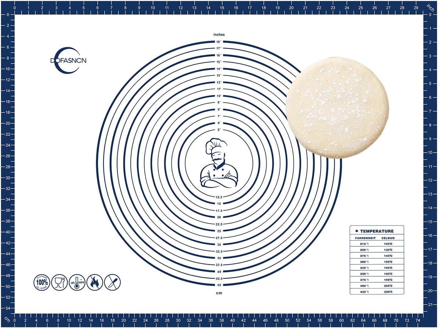 32x24" Silicone Pastry Mat for Rolling Dough Non Slip Non Stick Silicone Mats for Kitchen Counter Blue