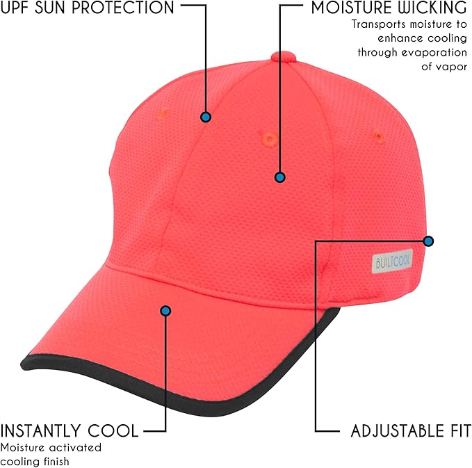 BUILTCOOL Adult Cooling Baseball Hat ??Men & Women Moisture Wicking, Mesh Back, Lightweight, Performance Ball Cap