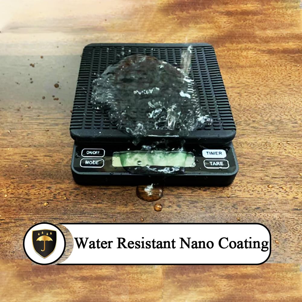 Espresso Scale, Small Coffee Scale, Rechargeable and Water-Resistant, Auto Timer & Auto Tare, Coffee Brewing Scale, 2000g/0.1g, Espresso Scale with Handy Case,70 oz / 0.01 oz, in Silver