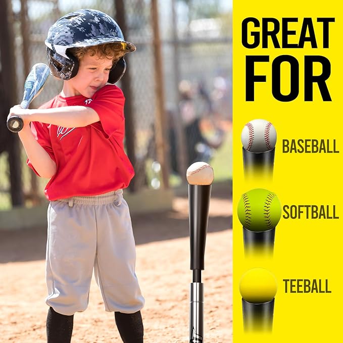 Baseball Batting Tee, Height Adjustable 20-27 inch for Kids and Youths, Durable Hitting Tee for Baseball/Softball with Rubber Top,Heavy-Duty Base| Easy Setup and Carrying