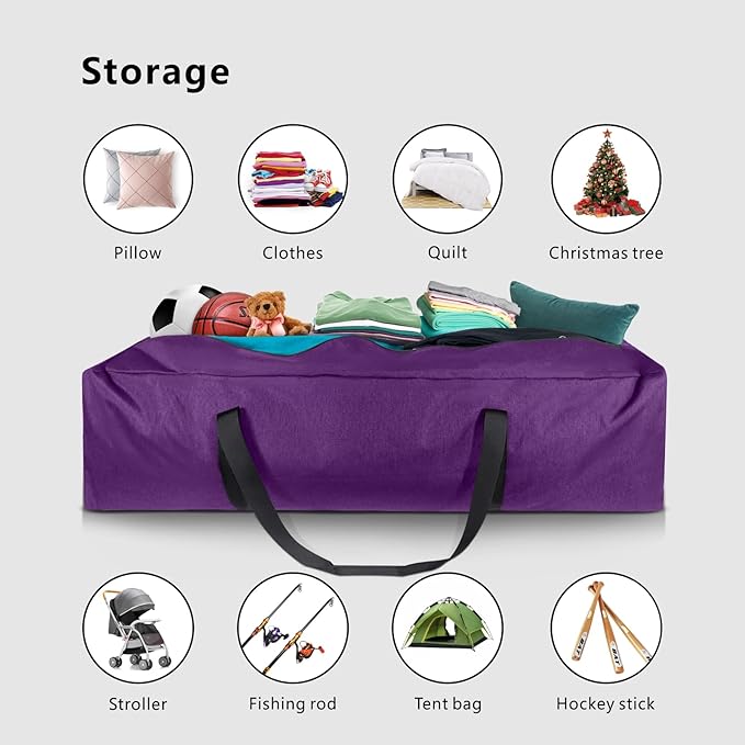 TOPDesign 46 Inch Extra Large Zippered Duffel Bag for Travel Camping Sports Equipment Storage, Waterproof Foldable Luggage Bag with Padded Handles