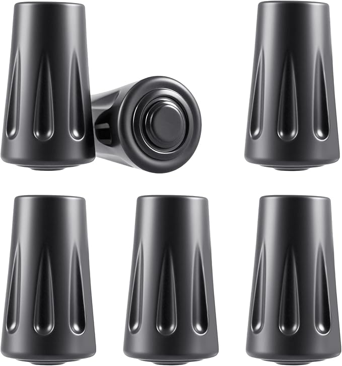BlingKingdom 6 PCS Walking Stick Caps Trekking Pole Tips Rubber Hiking Walking Stick Tips for Hiking Sticks, Trekking Poles, Walkers
