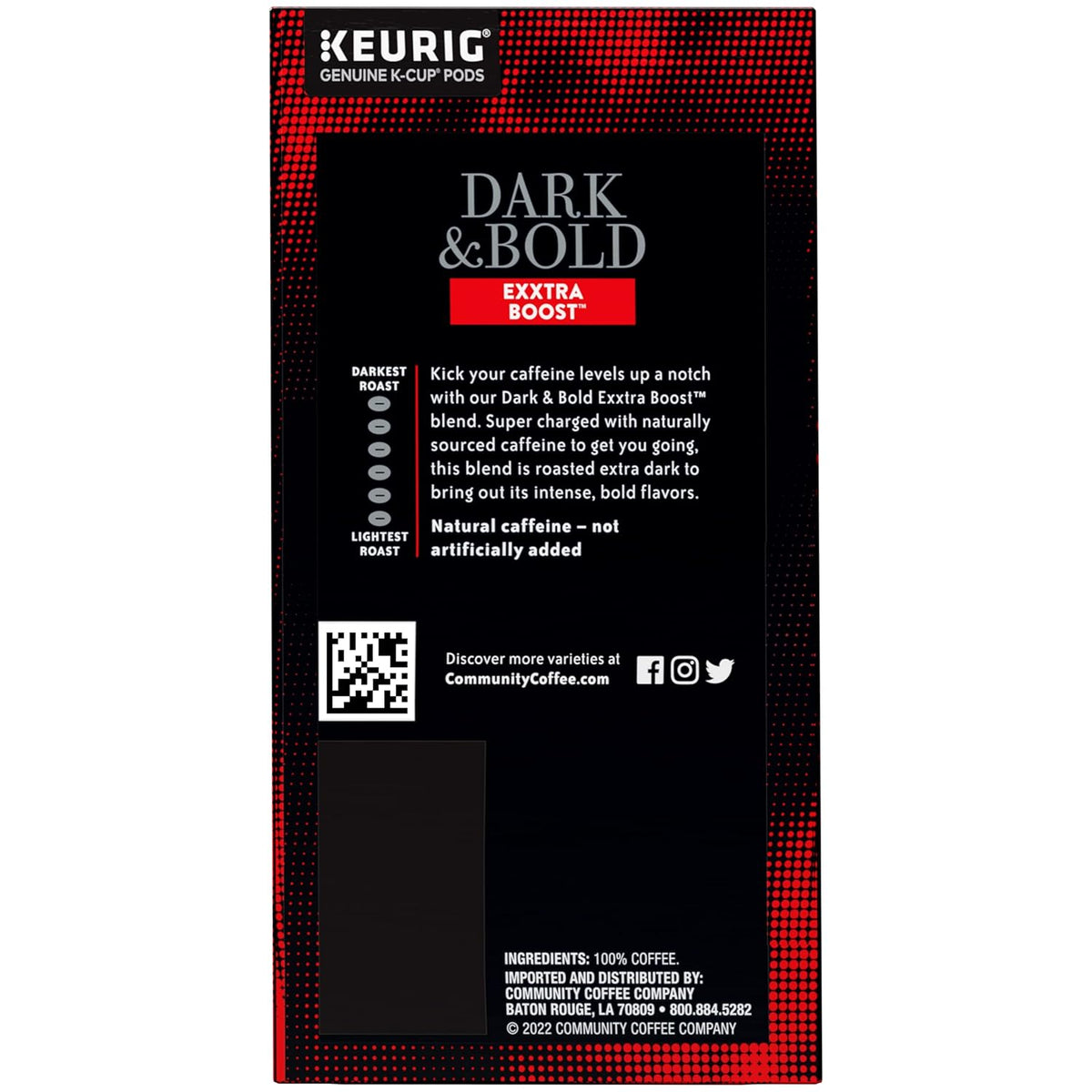 Community Coffee Dark & Bold Exxtra Boost 96 Count Coffee Pods, Compatible with Keurig 2.0 K-Cup Brewers, 24 count (Pack of 4)