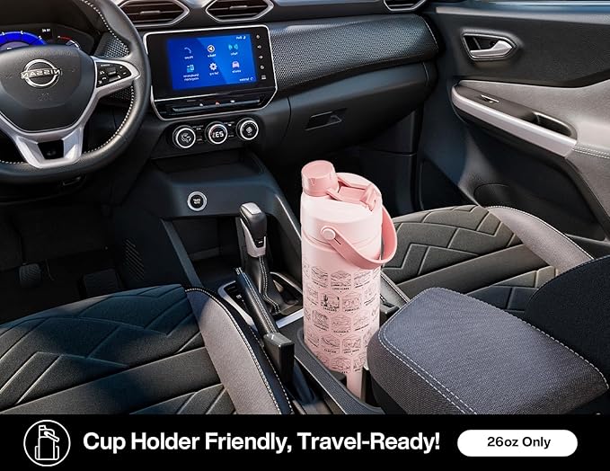 26 oz National Parks Water Bottle with Waterproof Stickers: 2-in-1 Straw Spout Lid, Keep Cold 24H, Leakproof, Car CupHolder Friendly, Insulated Stainless Steel Cup for Travel, Sports, School (Black)