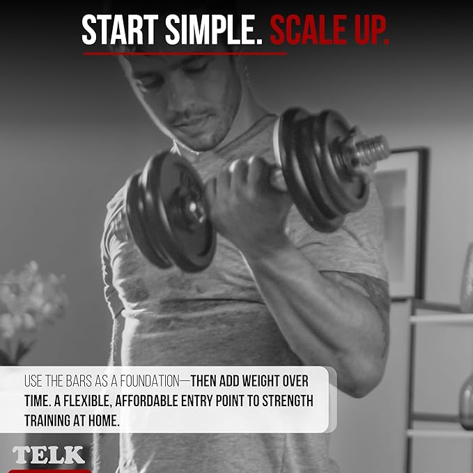 TELK – Adjustable Dumbbell Set – Home Gym Weight Set with Baked Enamel Cast Iron Plates – Space-Saving Free Weights for Strength Training