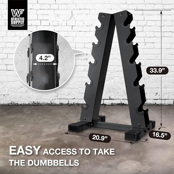 WF Athletic Supply Rubber Encased Hex Dumbbells with Rubber Grip Contoured Handle for Muscle Toning, Strength Building & Full Body Workout