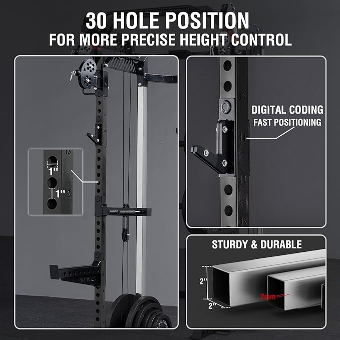 Mikolo Power Cage, 2000LB Power Rack with Independent Dual Pulley System, Multi-Function Home Gym Workout Machine for Cable Crossover