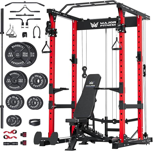 MAJOR FITNESS Drone1 Power Cage - Multi-Function Power Rack for Home Gym, Squat Rack, Cable Crossover System, for Strength Training, Heavy-Duty Steel Construction