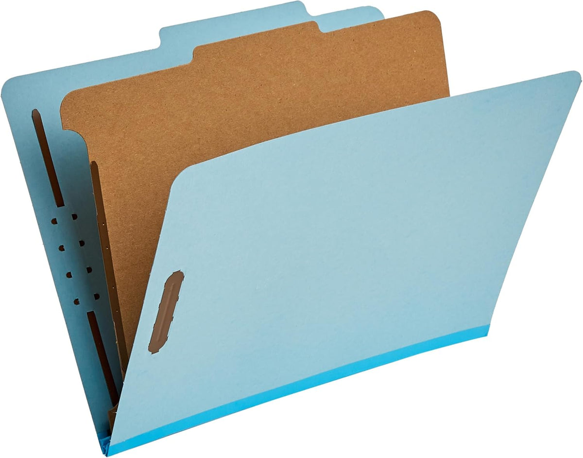 Amazon Basics Classification Folder- 100% Recycled, 1 Divider, 2" Embedded, 10 Count per Box, 12.20 x 10.61 inch (Letter), Light Blue