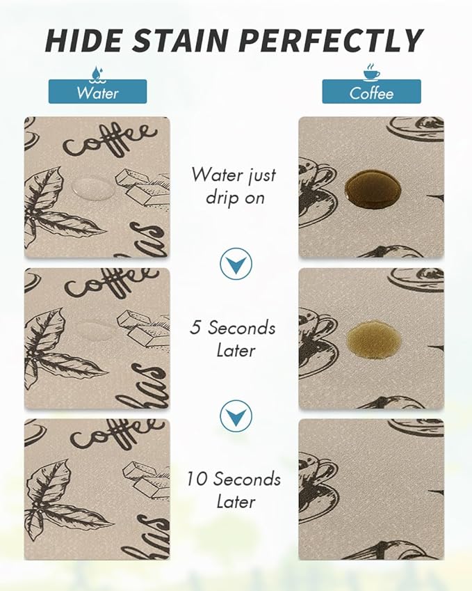 AMOAMI Coffee Mat Hide Stain Rubber Backed Absorbent Dish Drying Mat for Kitchen Counter - Fits Under Coffee Maker & Espresso Machine (16X24, MILK TEA)
