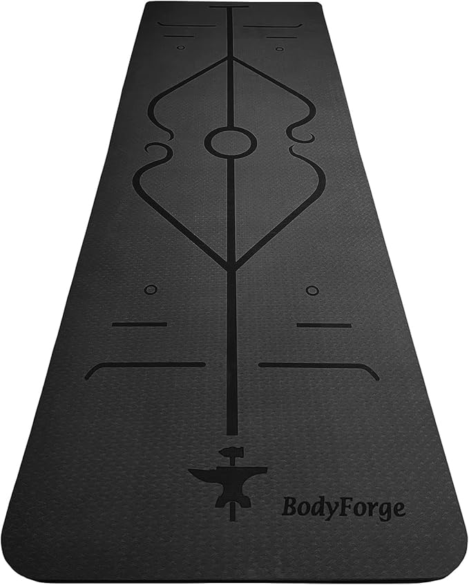 BodyForge Yoga Mat Thick Exercise Mat Thick 8mm TPE Eco-Friendly with Alignment Marks Non-Slip Extra Thick High-Density for Women and Men Workout Pilates