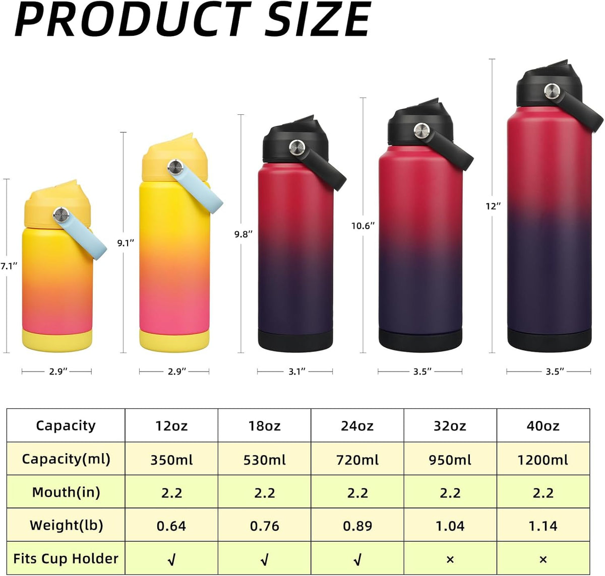 BJPKPK Water Bottle with Straw Lid, 24oz Vacuum Insulated Water Bottles, Metal Stainless Steel Thermos for Sports, Travel, BPA Free Leak Proof Thermos, Cups, Flasks, Tumblers,Charming Red