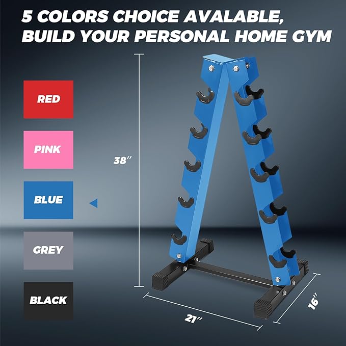 RitFit 250LB/300LB Rubber Hex Dumbbell Sets with Weights Rack, Multiple Color Choices Available, Great Gym Equipment for Home, Strength Training, Workouts