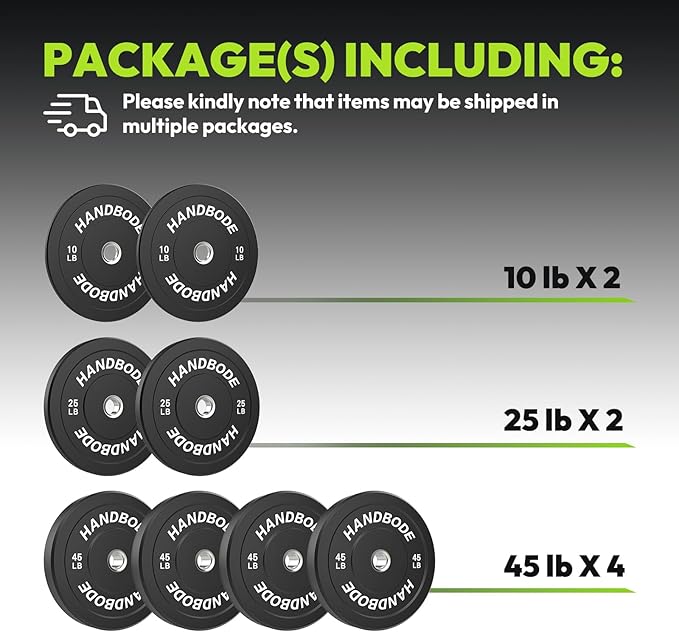 Bumper Plates 2 - Inch Olympic Weight Plate Set for Barbell, 10-55 lb Rubber Weights Sets for Home Gym, Strength Training Plate, Weight Lifting, Black