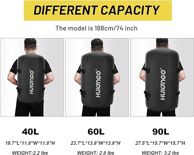 40L/60L/90L Large Waterproof Duffle Bag Backpack for Men, Mens Duffel Backpack Bags for Traveling, Heavy Duty (Black, 60L)