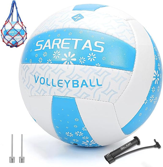 Beach/Water/Sand Volleyballs, Outdoor/Indoor Official Size, Soft Touch Volleyball for Beginners, Cute Volley Ball for Girls/Kids/Youth, Ideal Gifts with Pump for Backyard, Pool, Middle School