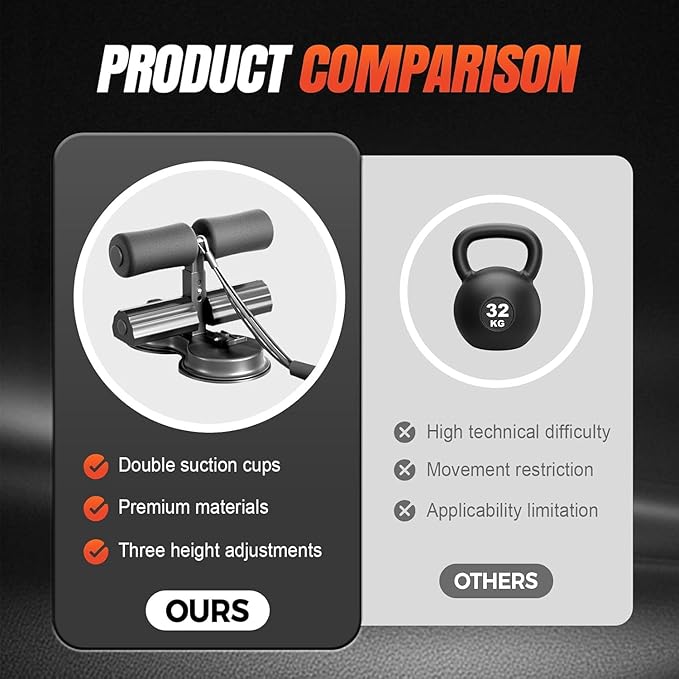 Ab dominal training aid, double suction cup trainer, three-level height adjustment, multifunctional adjustable abdominal trainer with drawstring, suitable for home fitness