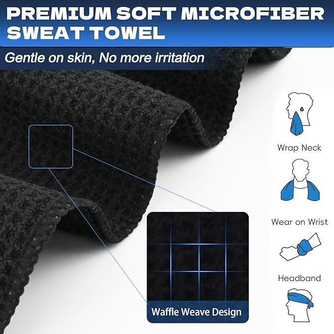 Microfiber Gym Towels for Working Out, Quickly Dry Yoga Hand Towels for Men & Women Tennis, 16 Inch x 27 Inch, 3 Pack, Multicolor