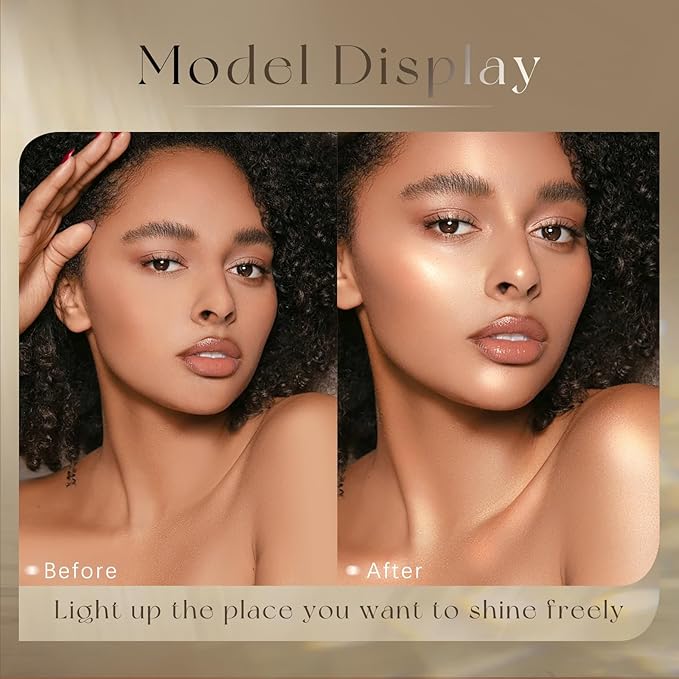 Body Glitter Spray, Moisturizing Bronze Body Shimmer Luminizer Glow Illuminator Quick-Drying and Non-Sticky Liquid Highlighter Spray for Face Hair Glitter, 60ML -Rose Gold