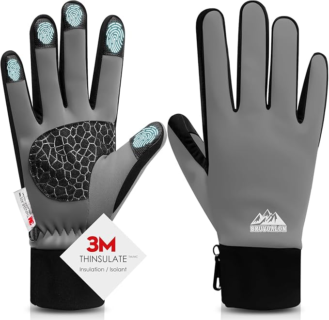 Bruvoalon Winter Gloves for Women & Men, 3M Thermal Insulation, Lycra Fabric, Windproof, Touchscreen, Anti-Slip, Cold Weather